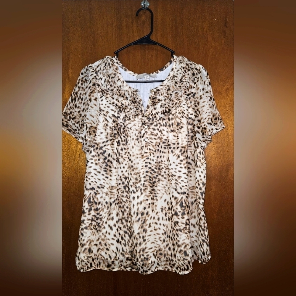 Leopard Print Short Sleeved Top From Loft NWT